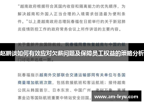 赵鹏谈如何有效应对欠薪问题及保障员工权益的策略分析